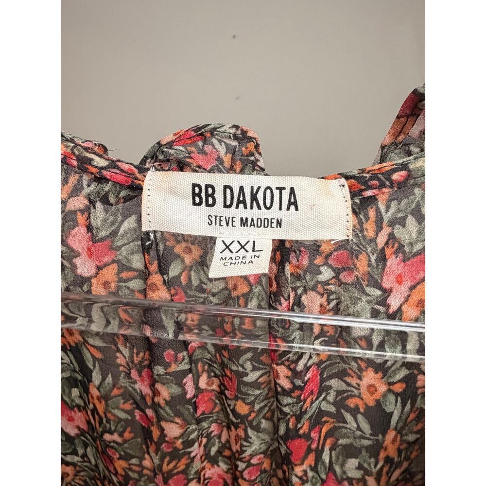 BB Dakota Steve Madden Floral Ruffle Tiered Midi Dress XXL Multi Color Boho - Picture 8 of 8